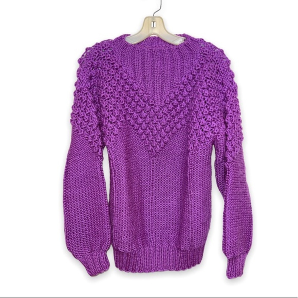 Vintage MiKi 80s Sweater 100% acrylic made in Korea Textured Thick Knit